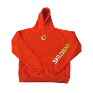 Overtime Classic "O" Logo Hoodie Orange Sleeve Spellout Graphic Kids Size XL